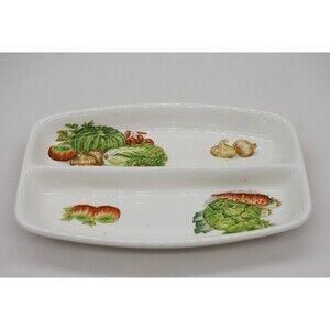 Vintage Vegetable Print Serving Tray Made in Japan‎ Veggie/Dip, Divided Dish